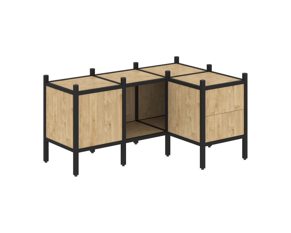 Угловой внутренний стеллаж L-26 1278x862x636 Лофт / Loft