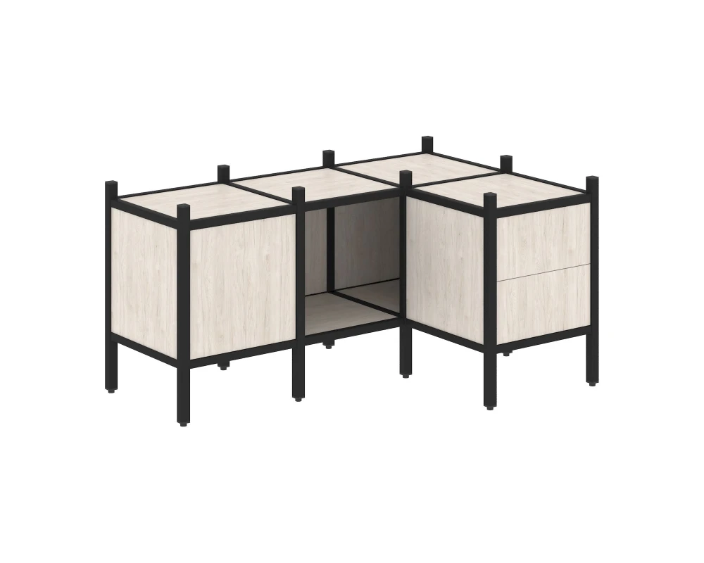 Угловой внутренний стеллаж L-26 1278x862x636 Лофт / Loft