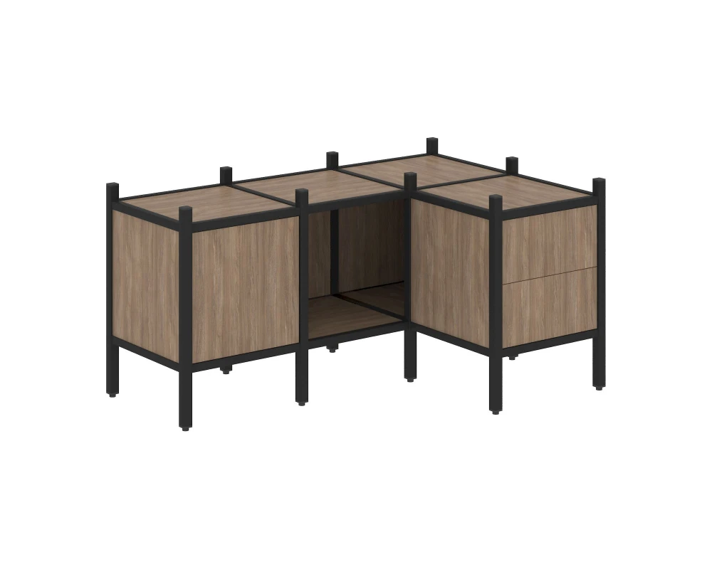 Угловой внутренний стеллаж L-26 1278x862x636 Лофт / Loft