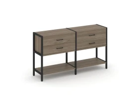 Двухсекционный стеллаж двухярусный с ящиками 1590х400х879 Шелф Систем / Shelf System images