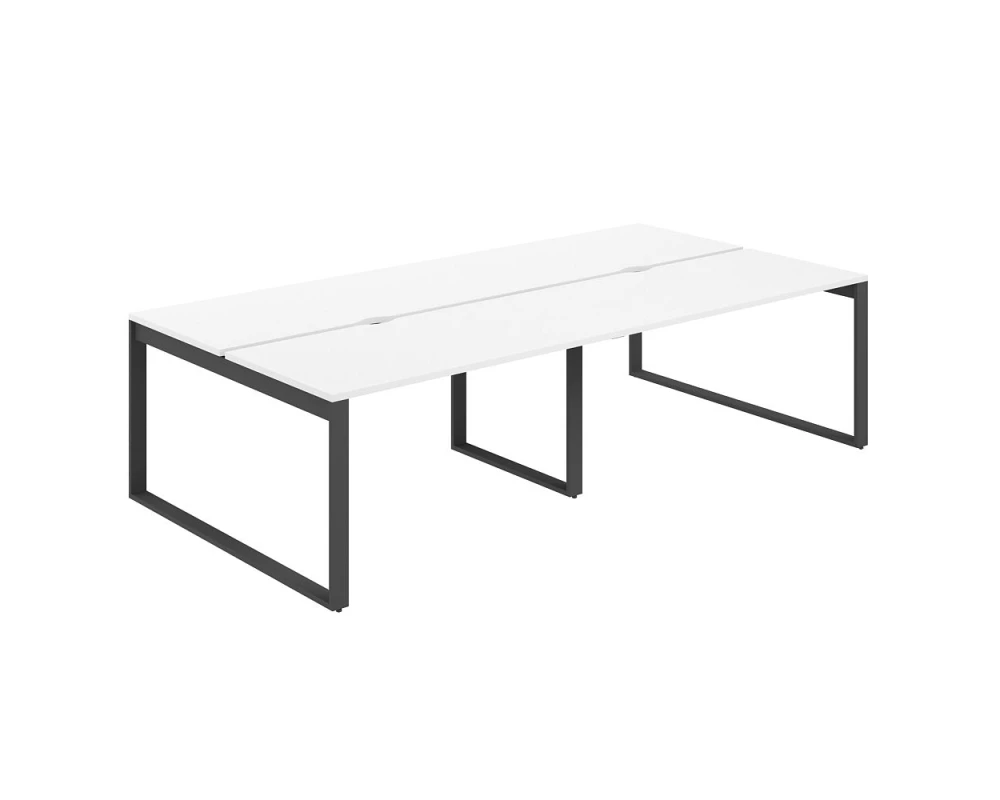 Рабочая станция с вырезом 2400х1438х750 Аллегро / Allegro Белый/Антрацит